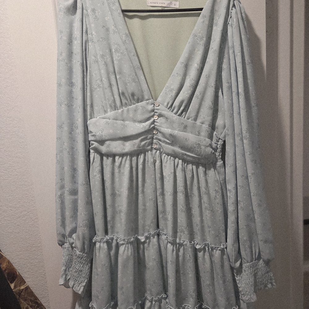 Altar'd State Soft Green Long Sleeve Dress